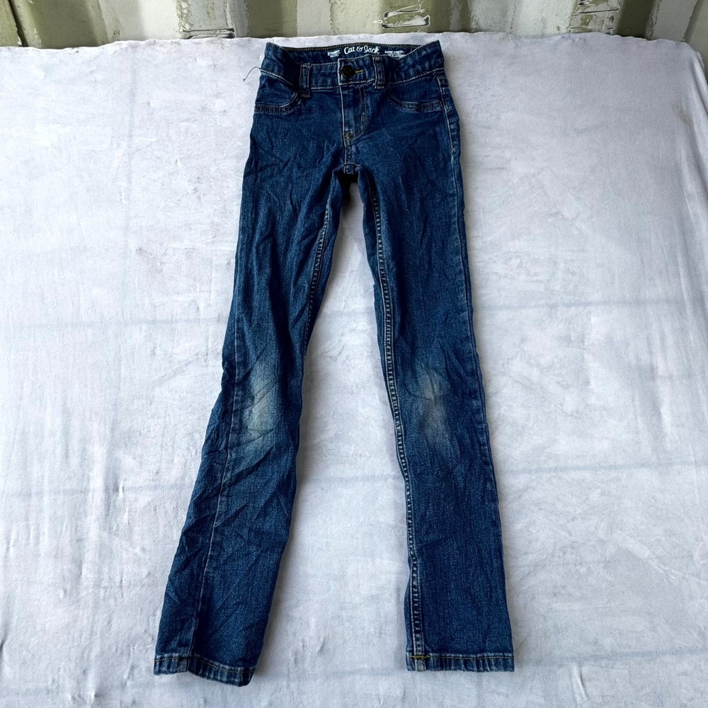 Cat & Jack Straight Jeans Boys 8 Blue Denim Medium Wash Super Stretch Streetwear